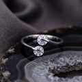 Double Stone Open Band Ring — 925 Sterling Silver & AAA Cubic Zirconia