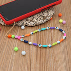 Go2Boho Mobile Phone Lanyard Heishi Disc Beads Crystal Bead Chain For Phone Smile Chains LOVE Letter String Wristband