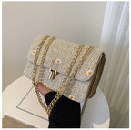 Summer Bag Women's New Korean Version Lace Flower Woven Bag Versatile Chain Bag Fashion One Shoulder Messenger Bag