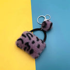 Leopard Bag Key Chain Creative Student Cute Plush Cartoon Pendant Car Key Chain Fur Ball Ornaments Accessories
