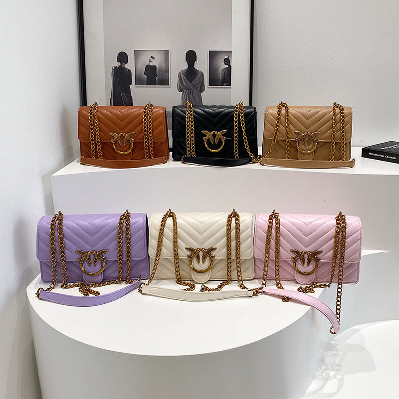Ladies' Chain Bag Crossbody Bag Elegant Fashion Versatile Shoulder Bag Embroidered Small Square Bag