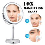 Dual sided 8" USB Wireless 1X&10X Rechargeable Vanity makeup mirror with lights