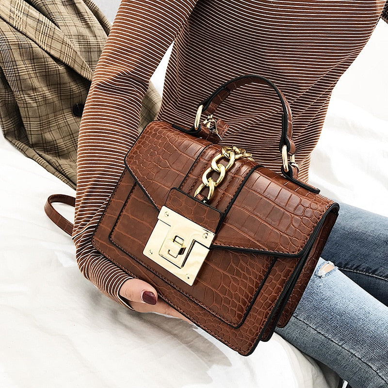 Fashion Alligator Women Shoulder Bags Designer Chains Handbags Luxury PU Leatehr Crossbody Bag Small Envelope Flap Famale Purses