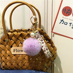 Creative Floral Ribbon Key Chain Cute Plush Bag Pendant Small Fresh Pearl Car Key Chain Accessories Pendant