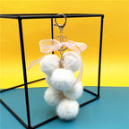 Creative Grape Fruit Key Chain Cute Bag Plush Pendant Lace Bow Hair Ball Car Key Chain Pendant