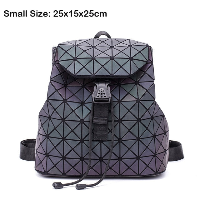 Luminous Geometric Plaid Backpacks for Women