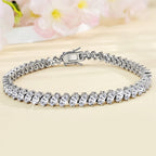Copper Zirconia Tennis Bracelet with Design, Eight-Character Clasp, Luxury Minimalist Style, Elegant Fashion Jewelry