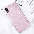 Glitter Bling Powder Phone Case For iPhone X Geometric Lines Hard PC Back Cover Cases For iPhone 8 7 6 6s Plus 5 5s SE