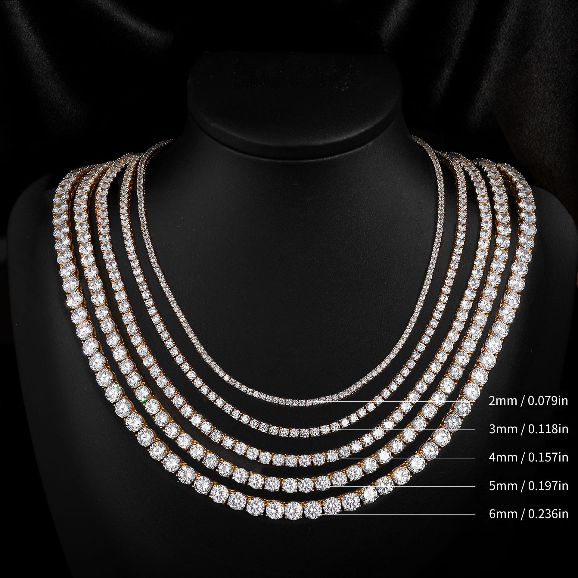 white Gold Zirconia Tennis Necklace Fashion Trendy Style Neck Chain