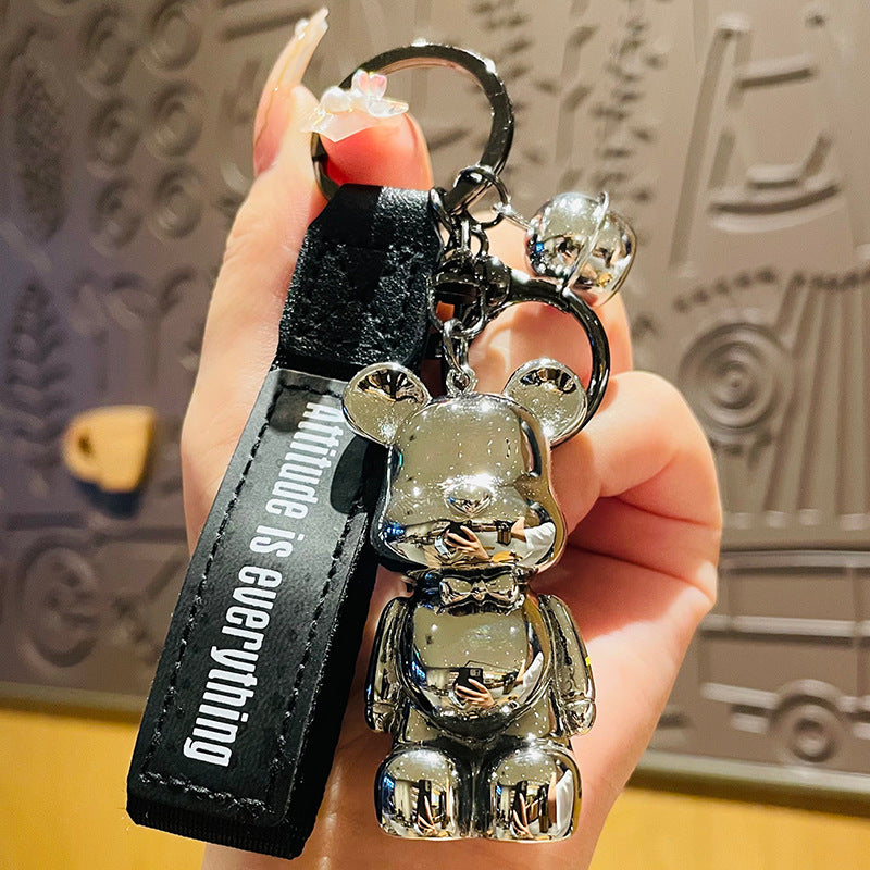 Cartoon Colorful Bow Tie Bear Key Chain Girls Fashion Cute Net Red Car Key Ornaments School Bag Pendant Key Chain