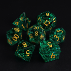 7-piece set of Dungeons&Dragons game dice frosted convex letters pine and cypress green glass K9 crystal DND polyhedron