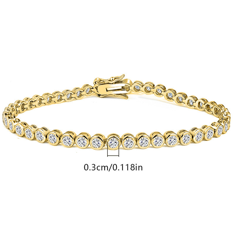 3mm Copper-Embedded Zirconia Bracelet Fashion Creative Round Bead Tennis Bracelet INS Style