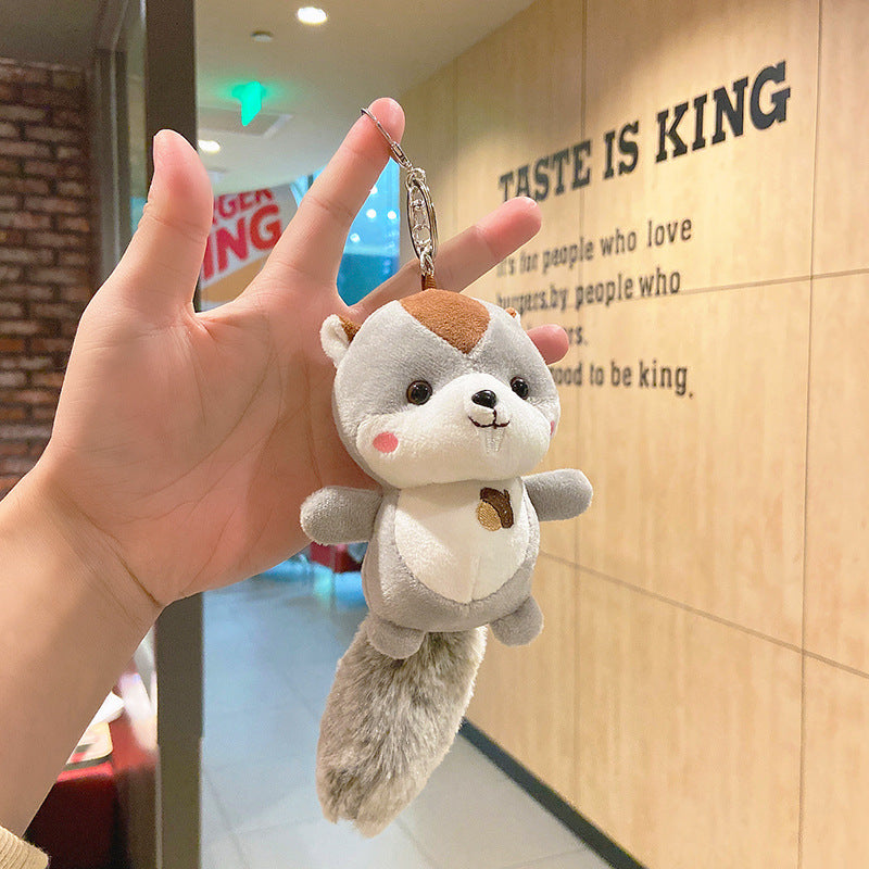 Plush Squirrel Bag Key Chain Cute Schoolbag Doll Couple Key Pendant Backpack Pendant Doll Key Chain