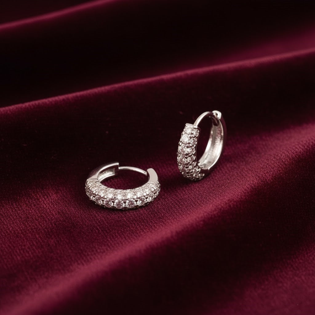 S925 Round Zircon Simple Earrings NYSHK