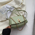 Texture Fashion Casual Shoulder Bag Female Spring New Girl Bag Lock Small Square Bag Hand-Held Messenger Bag