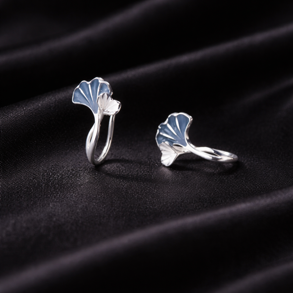 S925 Ginkgo Leaf Nature Inspired Stud Earrings NYSHK