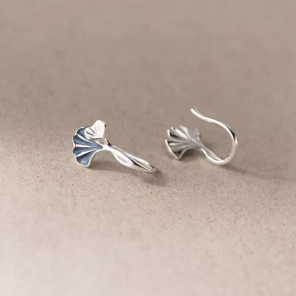 S925 Ginkgo Leaf Nature Inspired Stud Earrings NYSHK