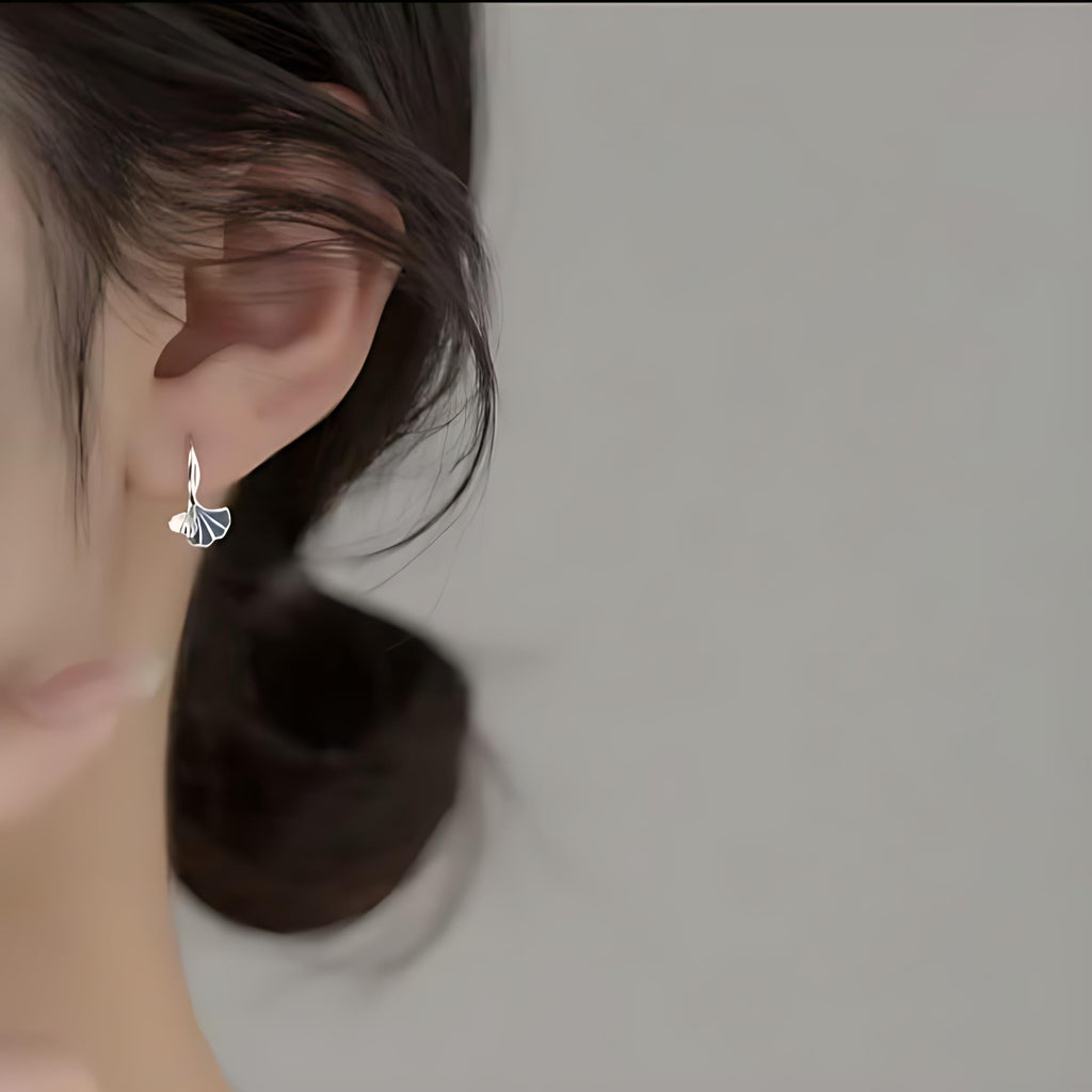 S925 Ginkgo Leaf Nature Inspired Stud Earrings NYSHK