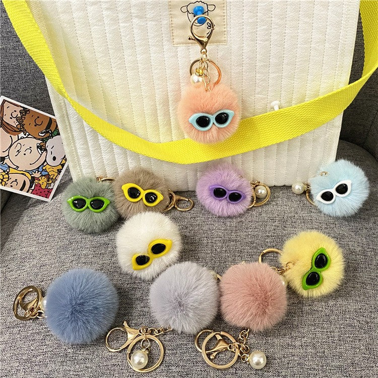 Ugly Cute Plush Key Chain Little Monster Bag Pendant Pearl Hair Ball Doll Car Key Chain Small Gift
