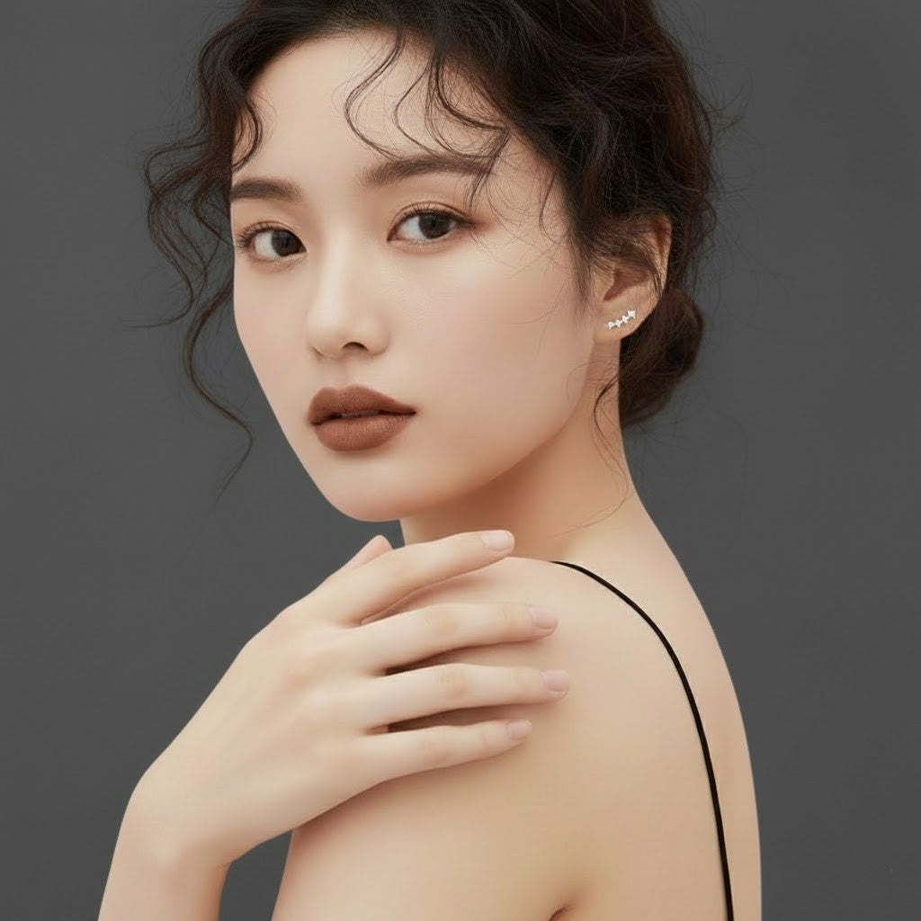 S925 Zircon Arc Fashion Stud Earrings NYSHK