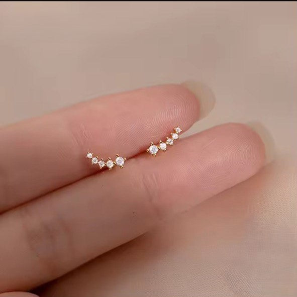 S925 Zircon Arc Fashion Stud Earrings NYSHK