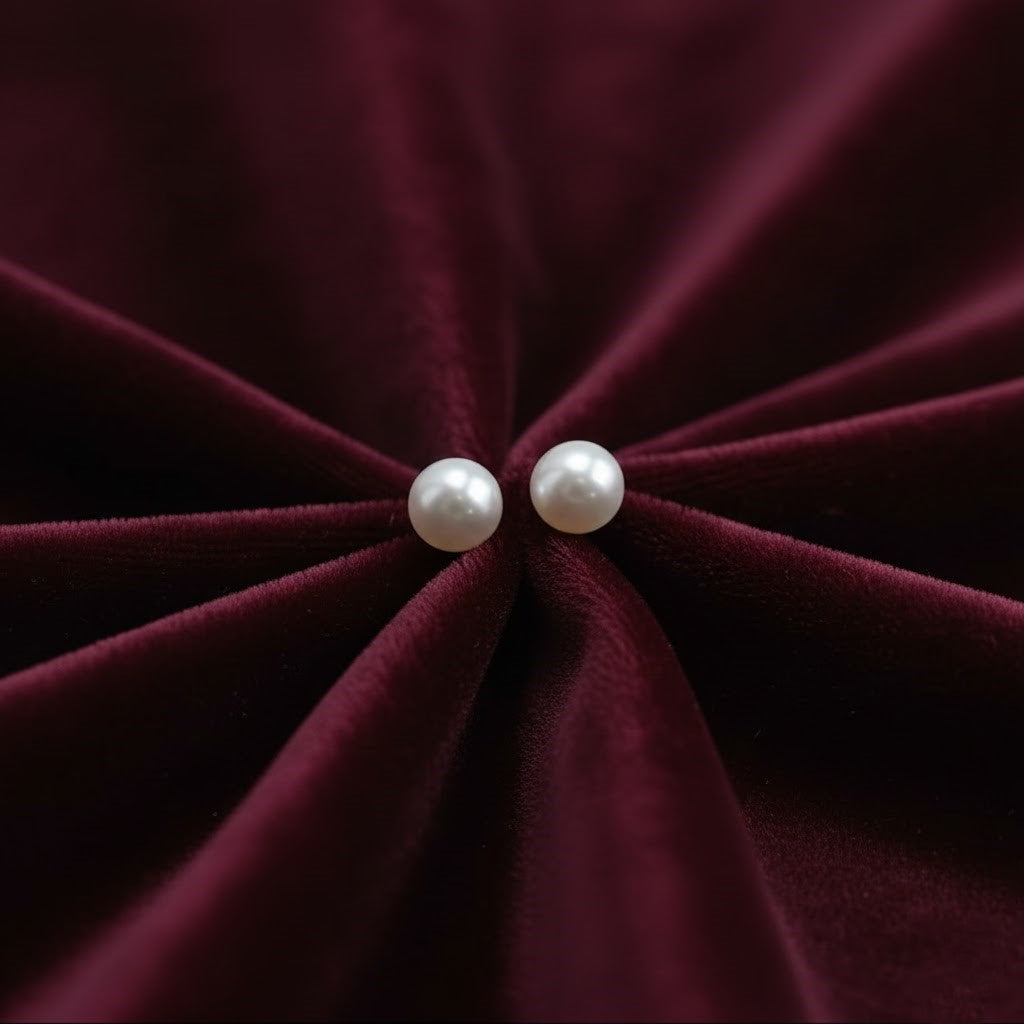 8mm Sterling Silver Freshwater Pearl Stud Earrings NYSHK