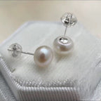 8mm Sterling Silver Freshwater Pearl Stud Earrings NYSHK