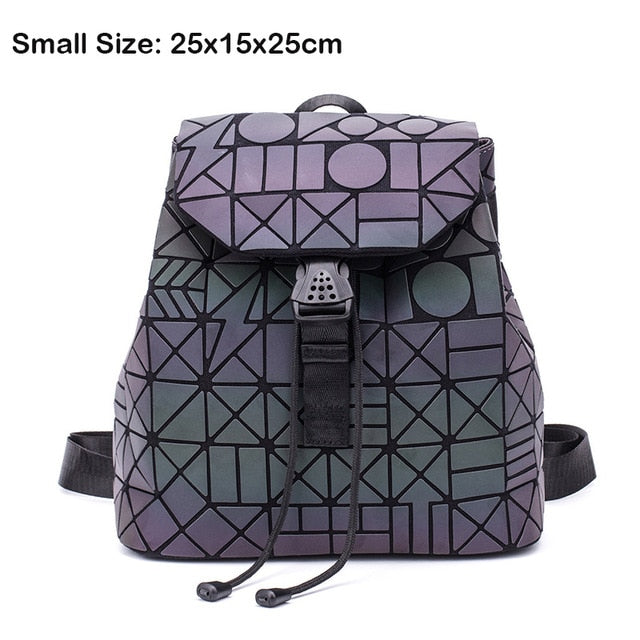 Luminous Geometric Plaid Backpacks for Women