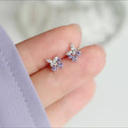 S925 Purple Butterfly Zircon Korean Style Stud Earrings NYSHK