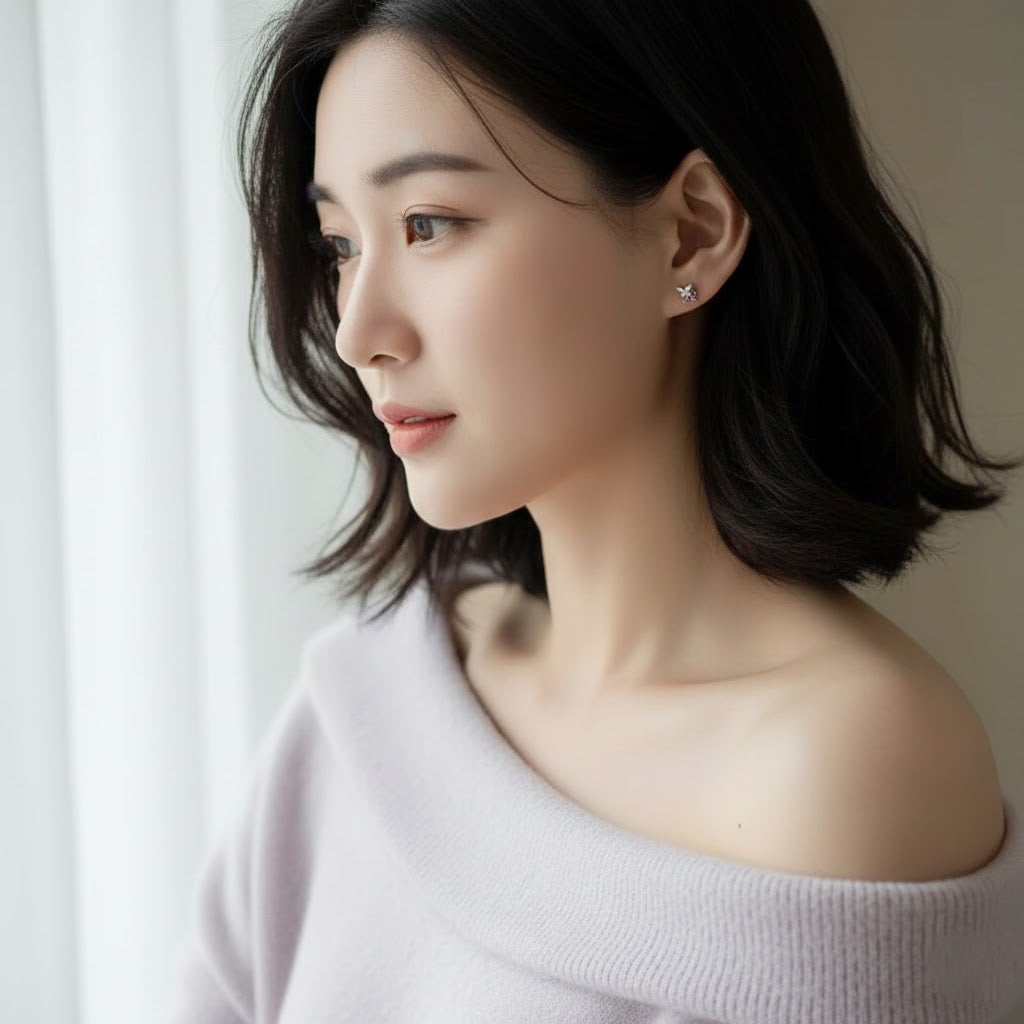 S925 Purple Butterfly Zircon Korean Style Stud Earrings NYSHK