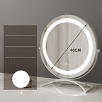 Round black dressing table makeup mirror desktop LED light
