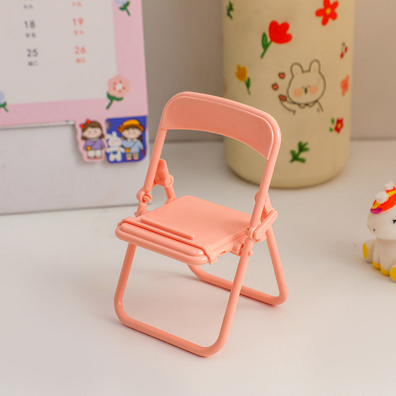 Ins Wind Stool Folding Mobile Phone Bracket Creative Desktop Multi-Function Mobile Phone Bracket Macaron Lazy Bracket