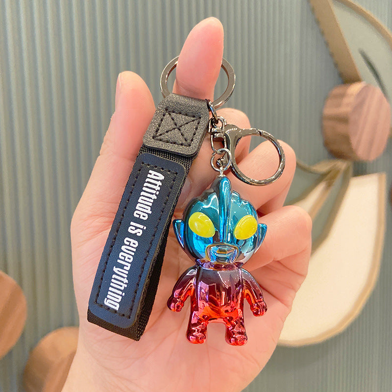 Electroplating Creative Ultraman Key Chain Cartoon Doll Gift Key Pendant Car Ornament Acrylic Key Chain