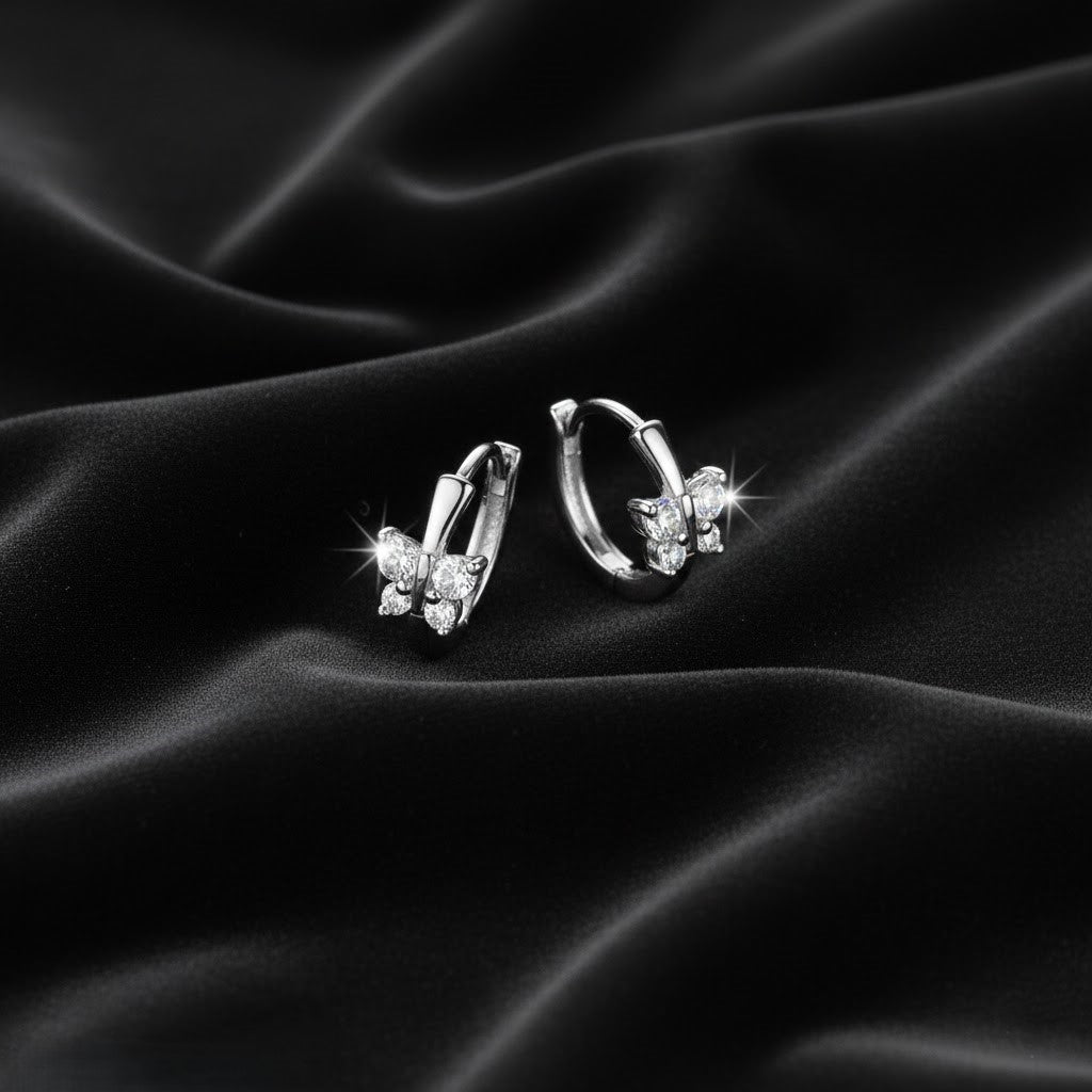 S925 Butterfly Zirconia Small Hoop Earrings NYSHK