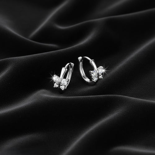 S925 Butterfly Zirconia Small Hoop Earrings NYSHK