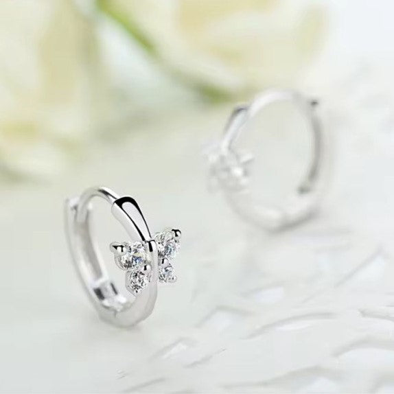 S925 Butterfly Zirconia Small Hoop Earrings NYSHK