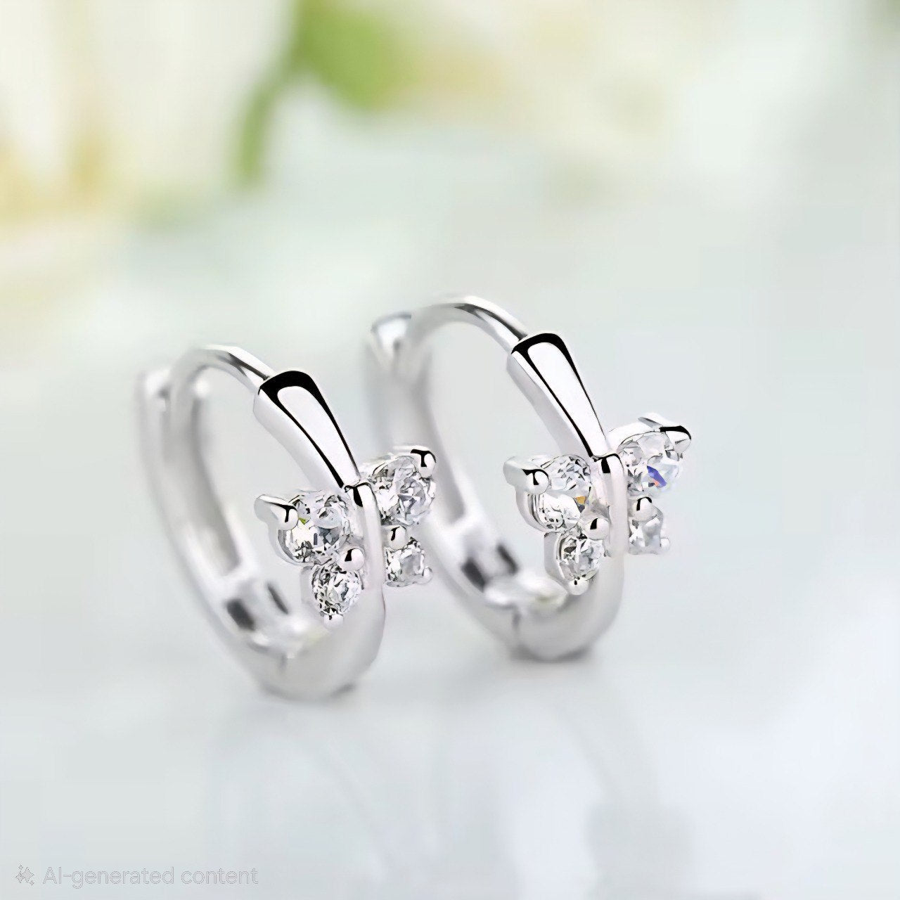 S925 Butterfly Zirconia Small Hoop Earrings NYSHK