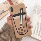 Cute Bubble tea Matte phone case for iphone XR XS Max Cases For iPhone X 6 6S 7 8 Plus Soft TPU silicon Funny back cover