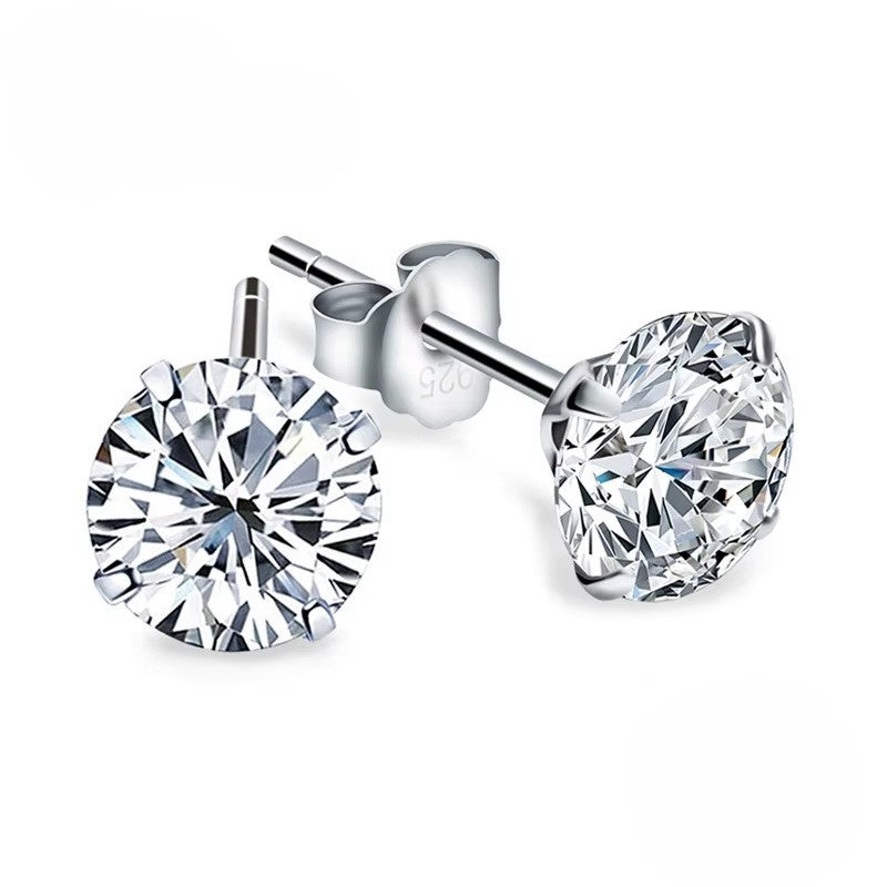 S925 Cubic Zirconia Stud Earrings – 7mm