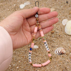 Go2Boho Mobile Phone Lanyard Heishi Disc Beads Crystal Bead Chain For Phone Smile Chains LOVE Letter String Wristband