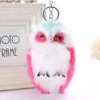15CM Cute Fluffy Owl Keychain & Pendant Women Key Ring Holder Faux Bunny Rabbit Fur Pompoms Key Chains For Handbag 2C0268