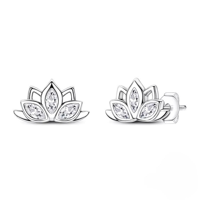 S925 Lotus Flower Stud Earrings