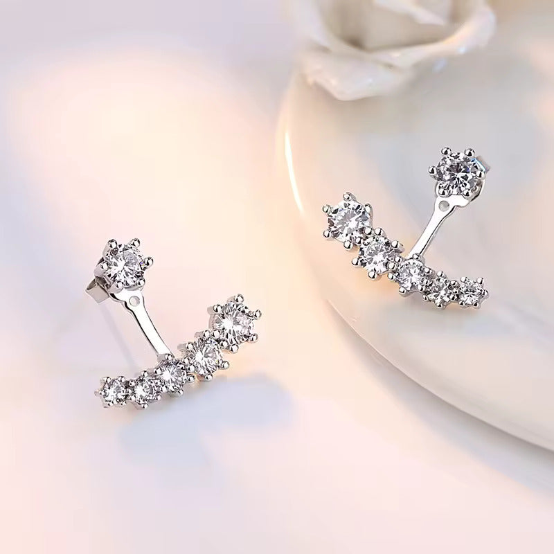 S925 Sterling Silver Diamond-Curve Earrings