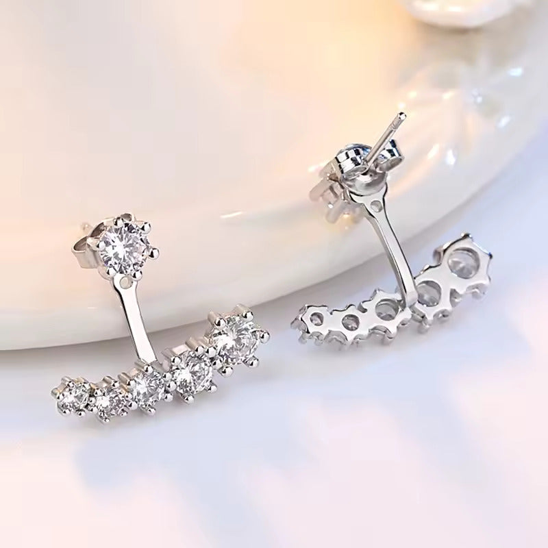 S925 Sterling Silver Diamond-Curve Earrings