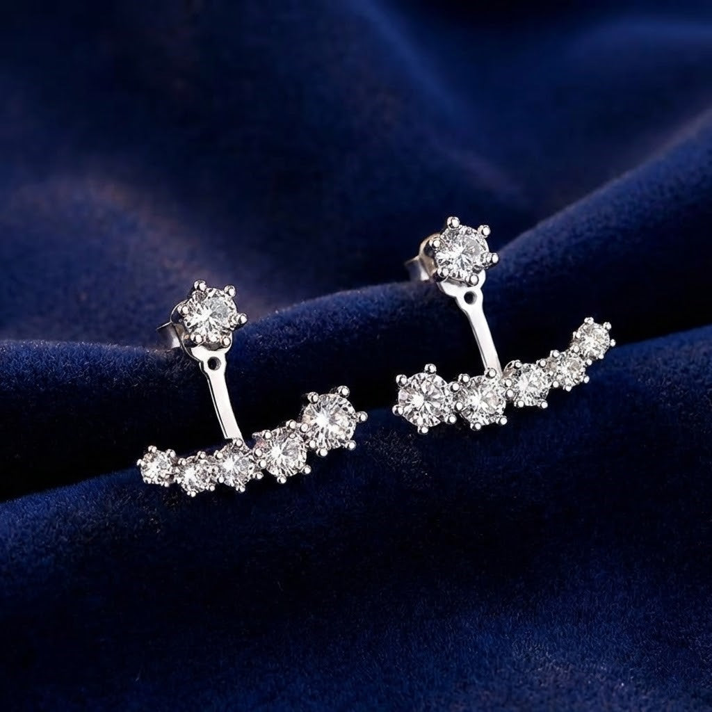 S925 Sterling Silver Diamond-Curve Earrings