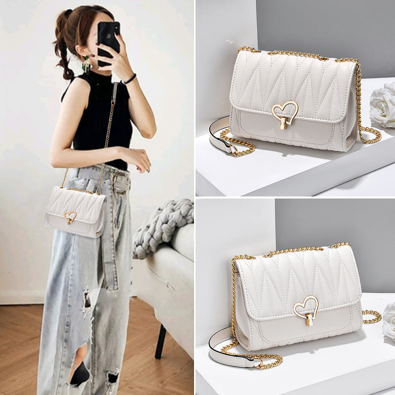 Peach Heart Lock Shoulder Bag Diagonal Cross Bag