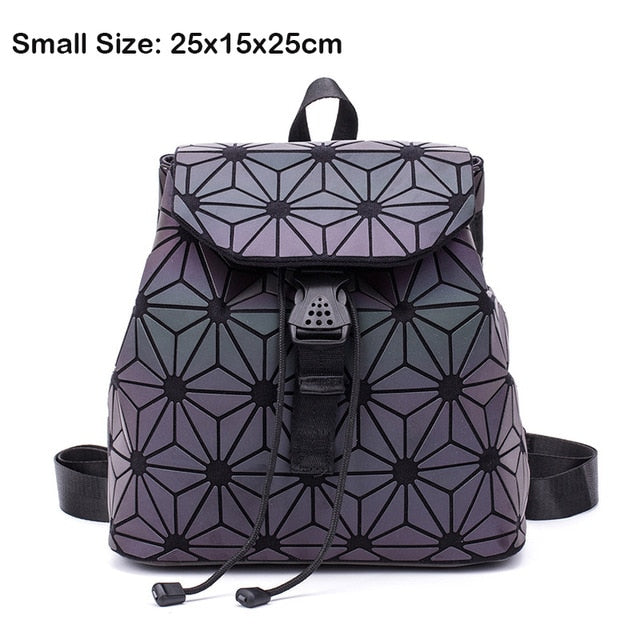 Luminous Geometric Plaid Backpacks for Women
