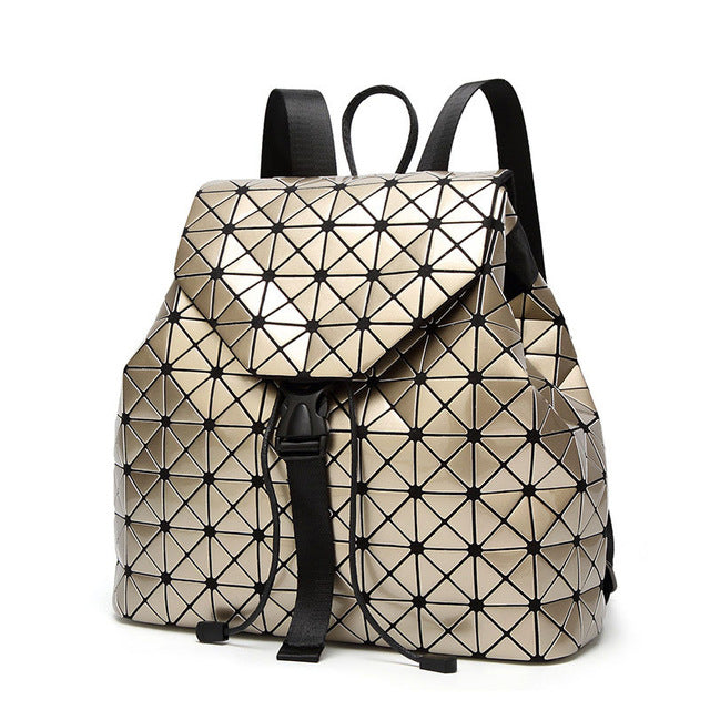 Luminous Geometric Plaid Backpacks for Women