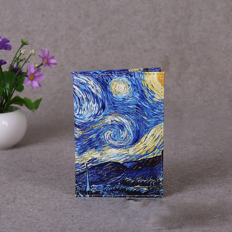 Passport Cover Color Printing Canvas Printing Travel Abroad Universal PU Leather Passport Clip Passport Book Travel