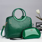 Handbag snake patterned mother and child bag shiny leather platinum bag